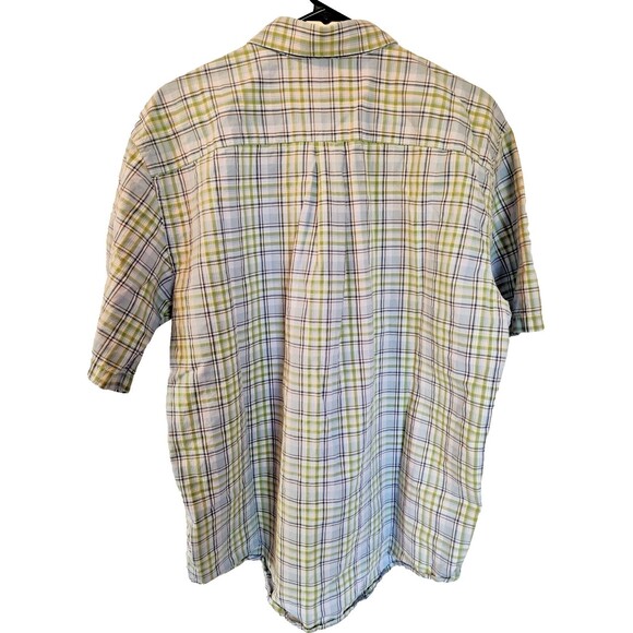 G.H. Bass & Co. Men’s Short Sleeve Button Up Blue Plaid Shirt Cotton Blend XL - Picture 2 of 6